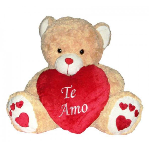 Cute 18 Inch Camel Brown Teddy Bear holding Te Amo Heart